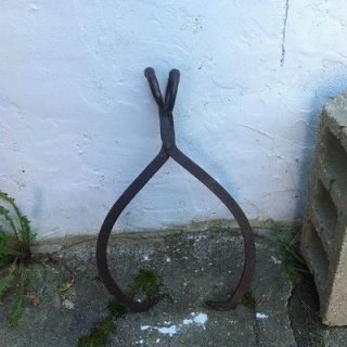 Antique Old Ice Tongs Hand Made Forged Cast Iron Primitive Tool