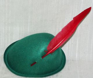 Hallowwen Costume Green Felt Peter Pan Hat with Feather~New~Sh​ips 