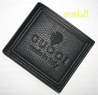 GUCCI black pebbled Leather HYSTERIA Crest Margaux BIFOLD wallet NIB 