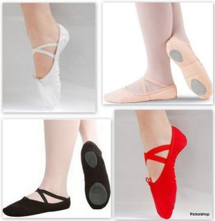 NEW Adults Canvas Ballet Dance Gymnastics Slippers Shoes Pink Black 