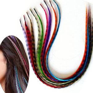 100 GRIZZLY SYNTHETIC FEATHER HAIR EXTENSION +TOOLS 16 HIGHT QUALITY