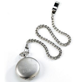 Engravable Brushed Silver Pocket Watch Personalized or Free Engraving