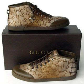 GUCCI New Womens Sneakers Shoes sz 40 G   10.5 Guccissima GG High Top 