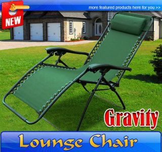 Green Zero Gravity Chair Folding Recliner Patio Pool Lounge Chairs 