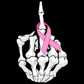 Skeleton Hand Middle Finger Breast Cancer Awareness Ribbon Support Tee 
