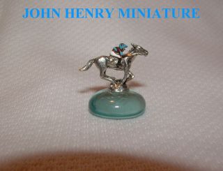 NEW JOHN HENRY MINIATURE FIGURINE HAND PAINTED HORSE RACING JOCKEY 