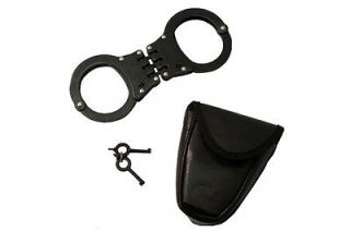 Black Steel Handcuffs Professional Use Hinged Handcuffs