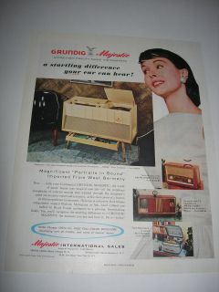 1957 GRUNDIG MAJESTIC RADIO PHONOGRAPH ORIGINAL advertisement PRINT AD 