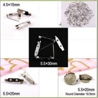 50/100pcs Brooch Back Bar Pin Finding Silver Tone Four Sizes to choose