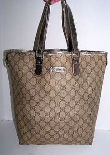 LOOK* GUCCI BROWN JOY SIGNATURE SHOPPING BUCKET TOTE BAG AS IS ITALY
