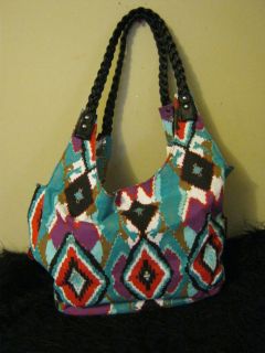   brand Native Aztec multi colored purse handbag leather like accents