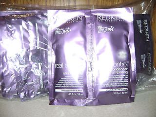 72 REDKEN REAL CONTROL SHAMPOO & CONDITIONER SAMPLES (TRAVEL SIZE 