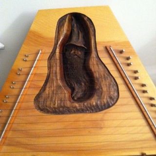 Handcrafted, Plucked Lap Harp. Carved Gnome/ Wizard Inset
