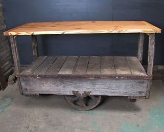 Vintage industrial factory cart table, bar, or kitchen island   Philly 