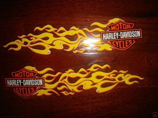 HARLEY DAVIDSON PAIR SMALL YELLOW FLAMES WINDOW/WINDSHI​ELD DECALS 