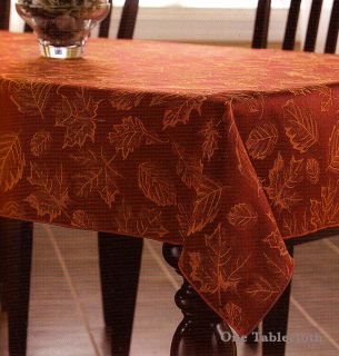 Harvest Dark Reddish Bronze Damask Fall Fabric Tablecloth Thanksgiving 