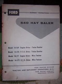 Ford Tractor 540 Hay Baler Assembly Manual 14 169 + G