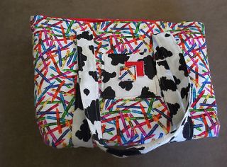 Handmade Diaper Bag Tote Crayon Material Cow Print Large