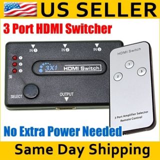 Port HDMI Switch Switcher Hub with Remote Control Splitter Box 1080p 