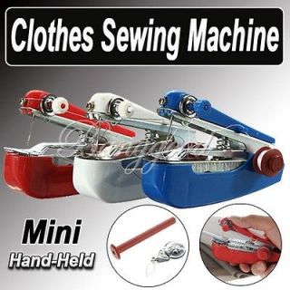 Portable Mini Hand Held Clothes Sewing Machine Set Needle Threader 