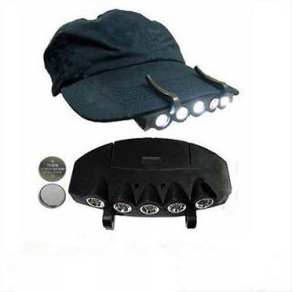 New 5LED Cap Hat Hand Free Hunting Fishing Light Headlamp 1pcs