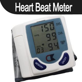 Digital LCD Wrist Cuff Blood Pressure Monitor Heart Beat Meter Machine 