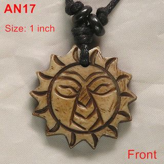 Tibet Heaven Eye Sun Totem Amulet Pendant Necklace made with Yak Bone 