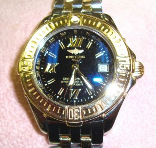 BREITLING WINDRIDER CALLISTINO 18K GOLD with Stainless Blue Dial WATCH 