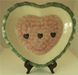 LARGE HEART SHAPED PLATE RED & GREEN GUYROC CHINA