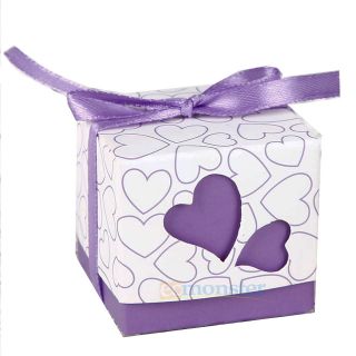   Gift Box Wedding Favour Candy Boxes Paper Box Heart Pattern Purple