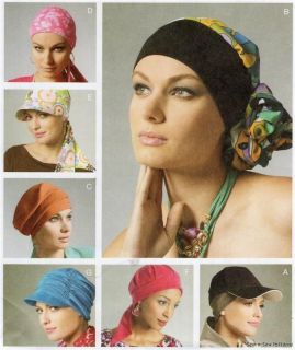McCalls 6521 SEWING PATTERN Hat Turban Head Wrap Sunhat Cap Cancer 