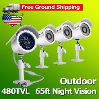   480TVL Outdoor 65ft IR CCTV Security Surveillance Camera System Kit