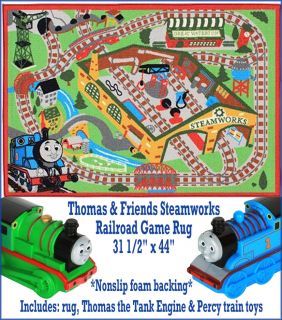   & Friends Steamworks Railroad Game Rug W/ Thomas & Percy Train Toys