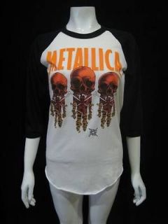 METALLICA Metal Rock Rider Skull World Tour Women Jersey T Shirt Sz S