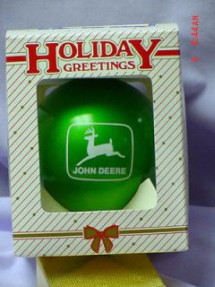 JOHN DEERE GLASS CHRISTMAS ORNAMENT, MADE IN USA