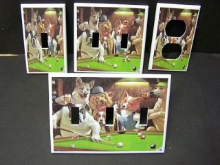 POOL BILLIARD DOGS LIGHT SWITCH OR OUTLET COVER