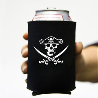  Jolly Roger 2 Beer Soda Can Koozies Koolie Cooler Pirate Skull Swords
