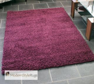 Aubergine Plum Purple Twist Pile Shaggy Rug   Shag Pile   Floor Carpet 