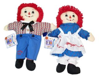 Raggedy Ann & Andy Hand Puppet Set Rag Dolls Russ Berrie NWT