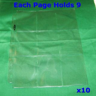 10 9 POCKET BINDER PAGES SHEETS FOR SMALL BANKNOTES FRACTIONALS 