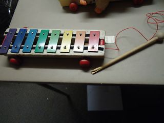 Vintage Fisher Price Xylophone wooden Pull A Tune 1964   1978 mallet