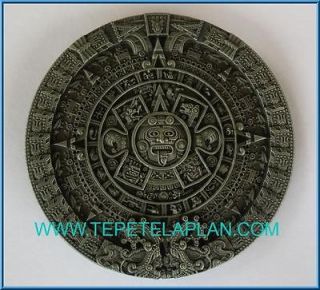 NEW AZTEC INDIAN CALENDAR MEXICO SILVER BELT BUCKLE