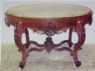 Antique Rosewood Victorian Table Giallo Marble Attr. to Charles 