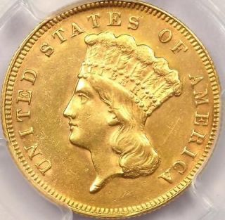   Dollar Indian Gold Piece $3   PCGS Uncirculated   Rare UNC Coin