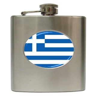 Greece Flag 6 Oz Hip Flask Stainless Steel Greek