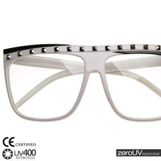   flat top lmfao party rock clear lens retro eyeglasses 8484 white