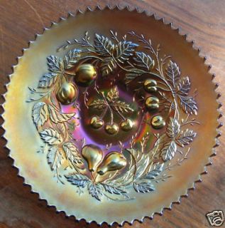 ART GLASS PLATE IRIDESCENT NW CARNIVAL MUSEUM QUALITY BLACK AMETHYST B 