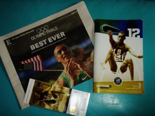 Olympic Trials TRACK 2012 Program, ticket, newspaper  Ashton Eaton 