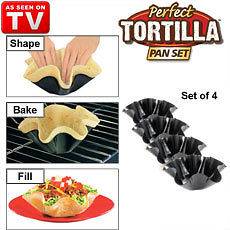   Perfect Tortilla Pan Set of 4 moulded pan taco bowl AS SEEN ON TV