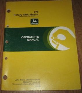 John Deere 270 Rotary Disk Mower Operators Owners Manual ID no 